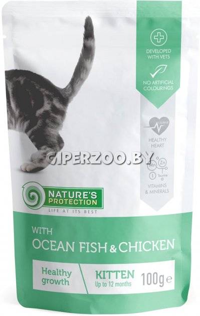 Nature's Protection Kitten с океанической рыбой и курицей, 100 гр Nature's Protection Kitten с океанической рыбой и курицей, 100 гр