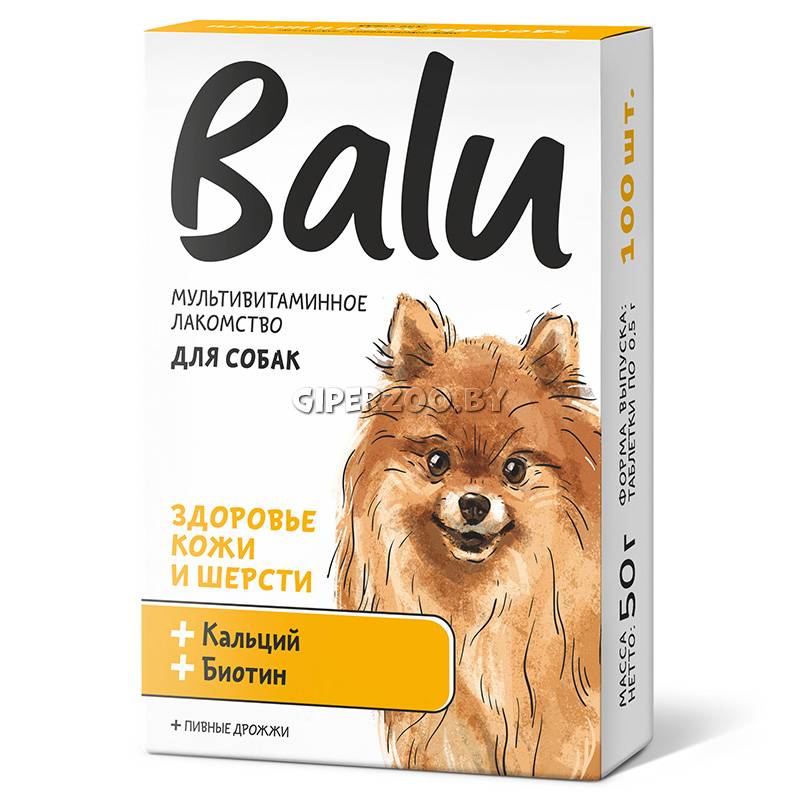 BALU Лакомство для собак Здоровье кожи и шерсти, 130 таб BALU Лакомство для собак Здоровье кожи и шерсти, 130 таб