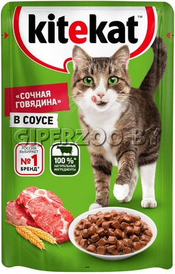 Kitekat Сочная говядина (соус), 85 гр Kitekat Сочная говядина (соус), 85 гр