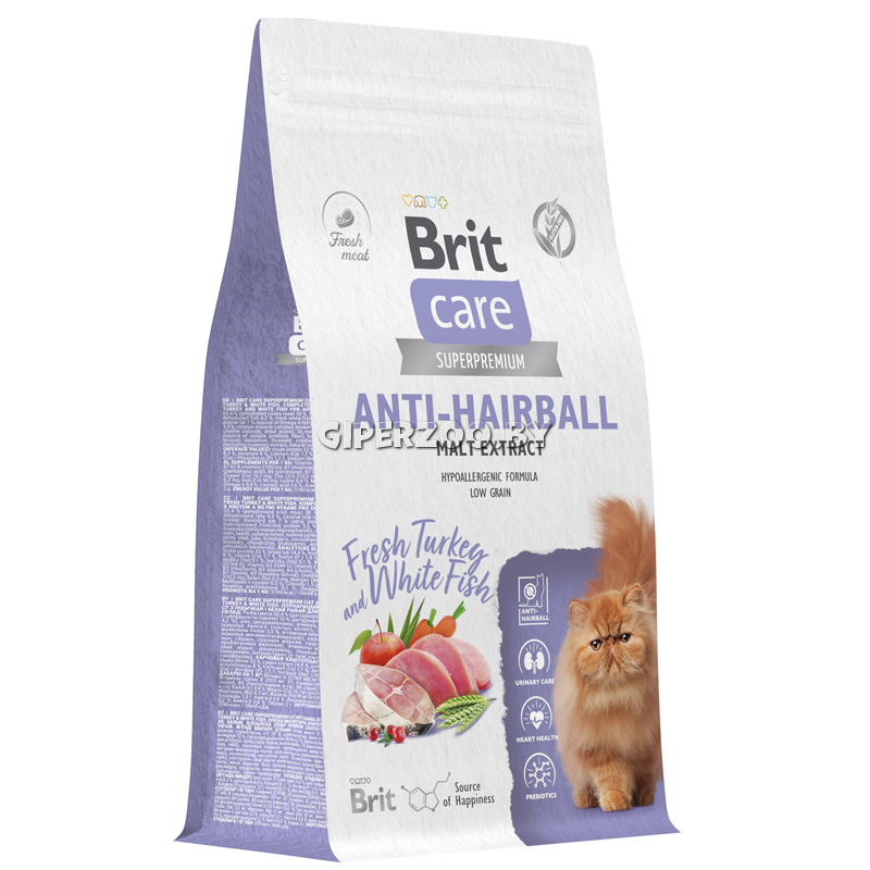 Brit Care Cat Anti-Hairball (индейка, рыба), 1,5 кг Brit Care Cat Anti-Hairball (индейка, рыба), 1,5 кг