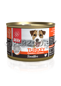 Blitz Sensitive Индейка с печенью (паштет), 200 гр Blitz Sensitive Индейка с печенью (паштет), 200 гр