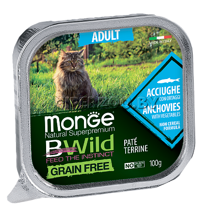 Monge Cat BWild Adult (паштет, анчоус с овощами), 100 гр*32 шт Monge Cat BWild Adult (паштет, анчоус с овощами), 100 гр*32 шт