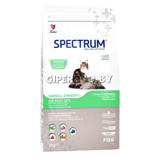 SPECTRUM Hairball & Indoor 34 (курица), 2 кг SPECTRUM Hairball & Indoor 34 (курица), 2 кг
