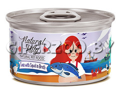 Natural Kitty Тунец с кальмаром (бульон), 80 гр Natural Kitty Тунец с кальмаром (бульон), 80 гр