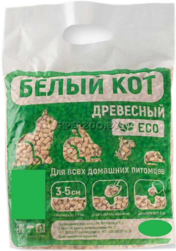 Наполнитель древесный Белый кот, 5л Наполнитель древесный Белый кот, 5л