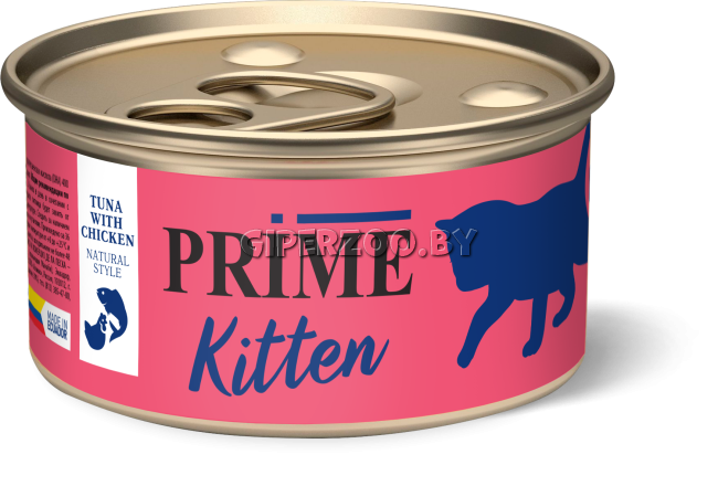 PRIME Kitten тунец с курицей в собственном соку, 85 гр PRIME Kitten тунец с курицей в собственном соку, 85 гр