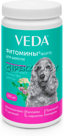 Фитомины Форте д/собак для шерсти, 200 шт Фитомины Форте д/собак для шерсти, 200 шт