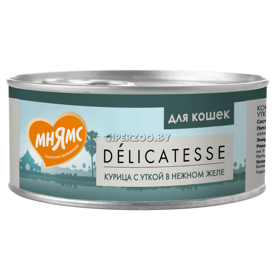 Мнямс для кошек Курица с уткой в нежном желе, 70 гр Мнямс для кошек Курица с уткой в нежном желе, 70 гр