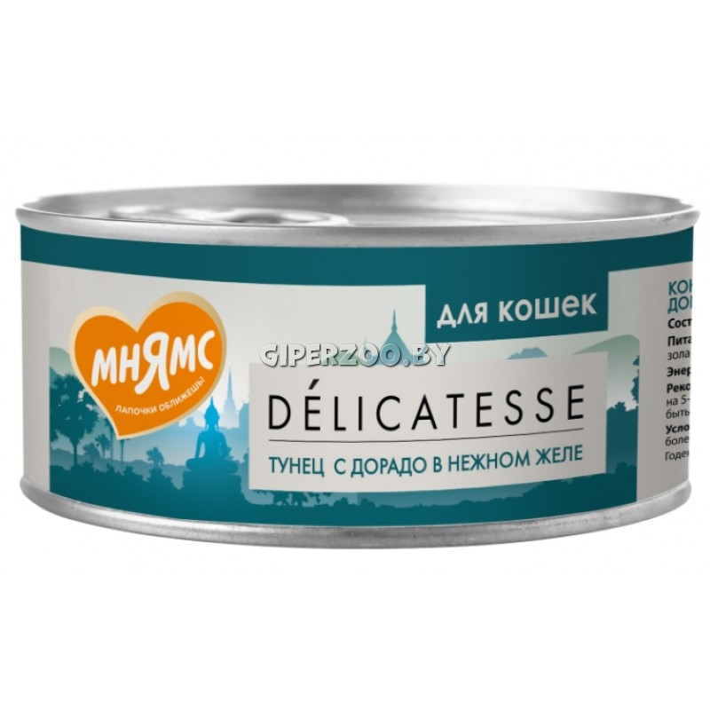 Мнямс для кошек Тунец с дорадо в нежном желе, 70 гр Мнямс для кошек Тунец с дорадо в нежном желе, 70 гр