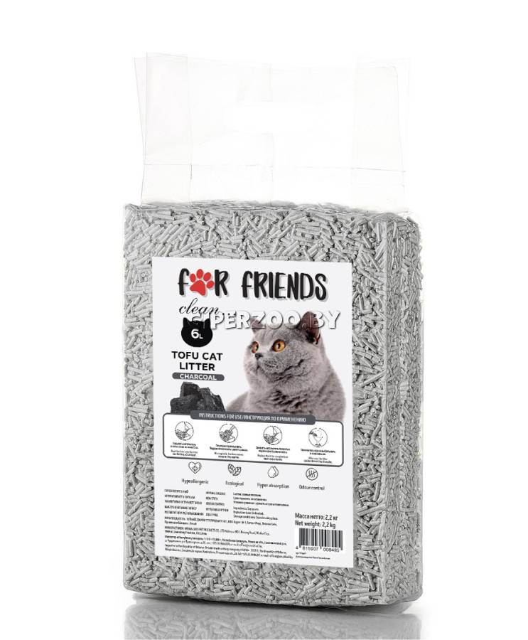 Наполнитель For Friends Tofu Charcoal, 6л Наполнитель For Friends Tofu Charcoal, 6л