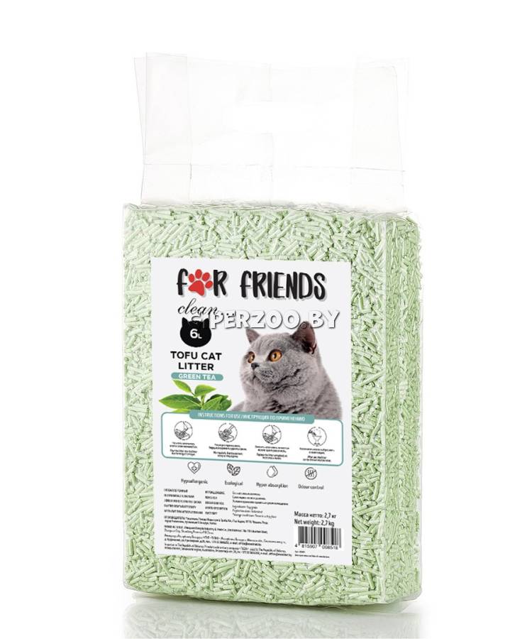 Наполнитель For Friends Tofu Green tea, 6л Наполнитель For Friends Tofu Green tea, 6л