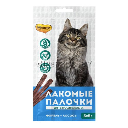Лакомые палочки для кошек (с форелью и лососем), 3*5гр Лакомые палочки для кошек (с форелью и лососем), 3*5гр