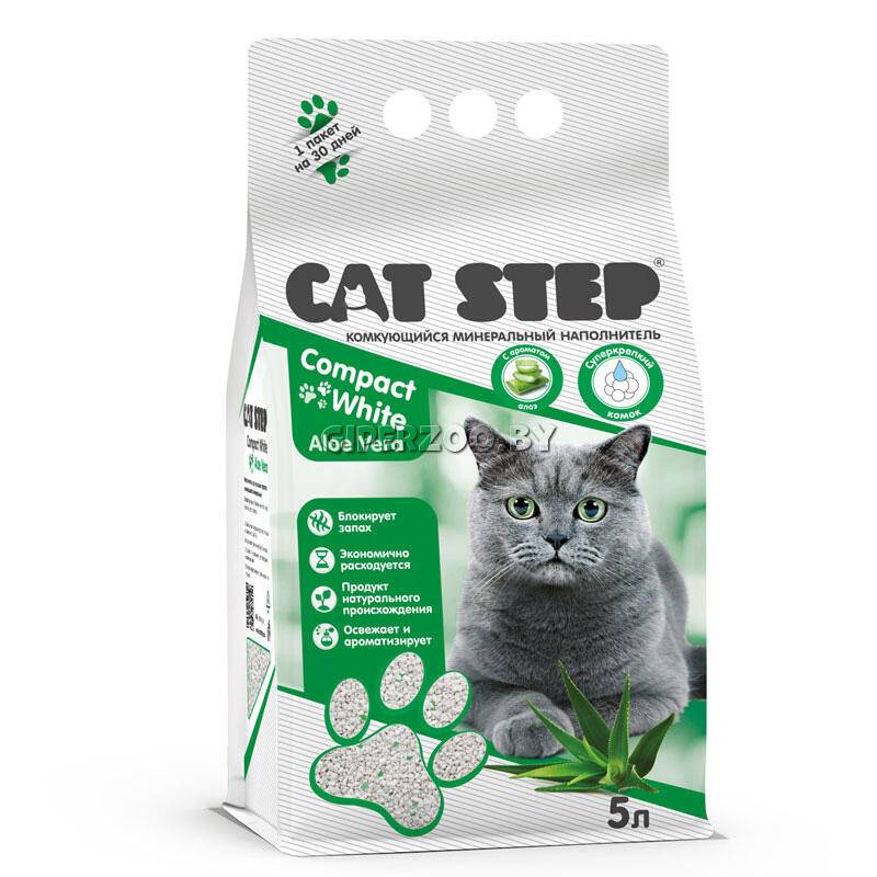 Наполнитель белый Cat Step Compact White Aloe Vera, 5 л Наполнитель белый Cat Step Compact White Aloe Vera, 5 л