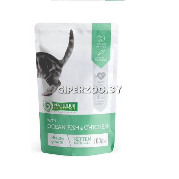 Nature's Protection Kitten с океанической рыбой и курицей, 100 гр*22 шт Nature's Protection Kitten с океанической рыбой и курицей, 100 гр*22 шт