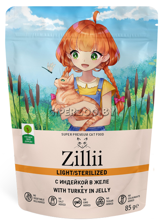 ZILLII Sterilized & Light Cat (индейка в желе), 85 гр ZILLII Sterilized & Light Cat (индейка в желе), 85 гр
