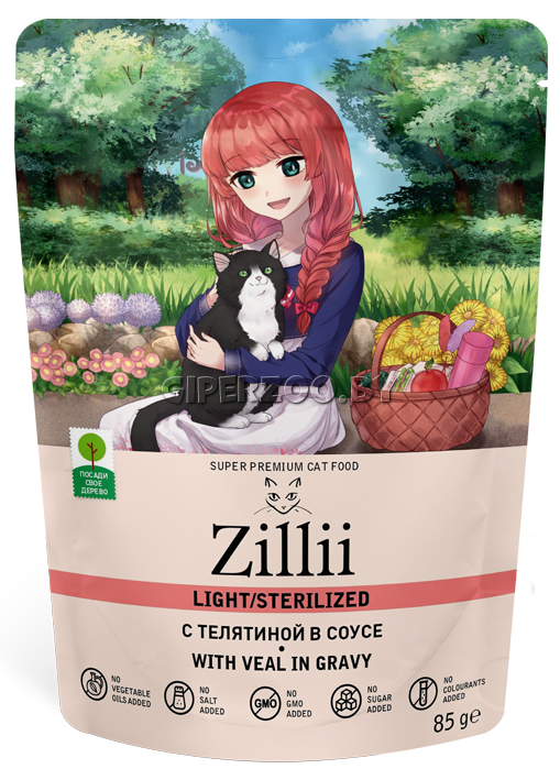 ZILLII Sterilized/Light Cat (телятина в соусе), 85 гр ZILLII Sterilized/Light Cat (телятина в соусе), 85 гр