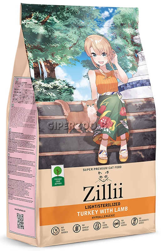 ZILLII Light & Sterilized Cat (Индейка, ягненок), 400 гр ZILLII Light & Sterilized Cat (Индейка, ягненок), 400 гр