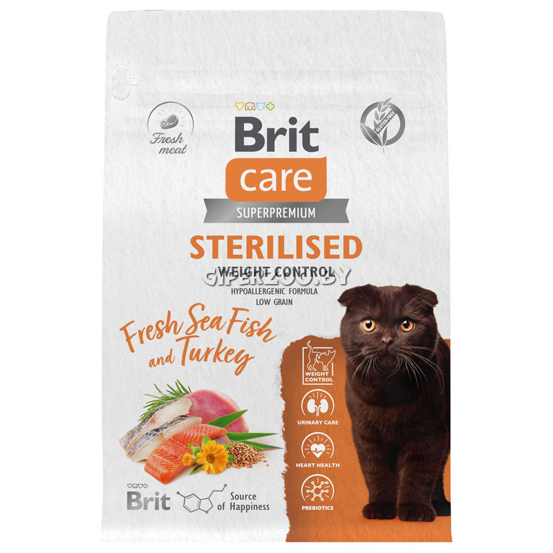 Brit Care Cat Sterilised Weight Control (морская рыба), 1,5 кг Brit Care Cat Sterilised Weight Control (морская рыба), 1,5 кг