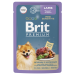 Brit Premium Dog для собак мини пород с чувст. пищеварением с ягнёнком и морковью в соусе, 85 г