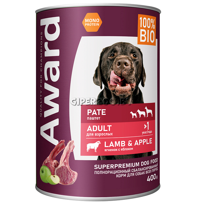 AWARD Adult Dog (паштет из ягненка с яблоком), 400 гр AWARD Adult Dog (паштет из ягненка с яблоком), 400 гр