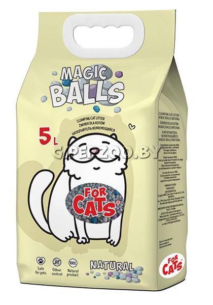 Наполнитель комкующийся FOR CATS MAGIC BALLS натуральный, 5л Наполнитель комкующийся FOR CATS MAGIC BALLS натуральный, 5л