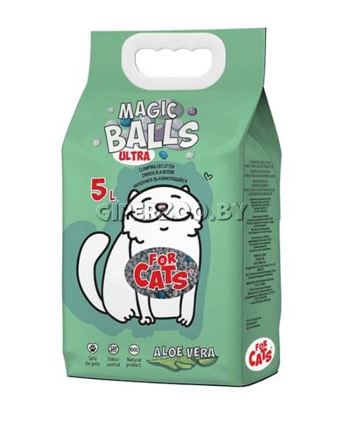 Наполнитель комкующийся  FOR CATS MAGIC BALLS Ultra с ароматом алоэ вера, 5л Наполнитель комкующийся  FOR CATS MAGIC BALLS Ultra с ароматом алоэ вера, 5л