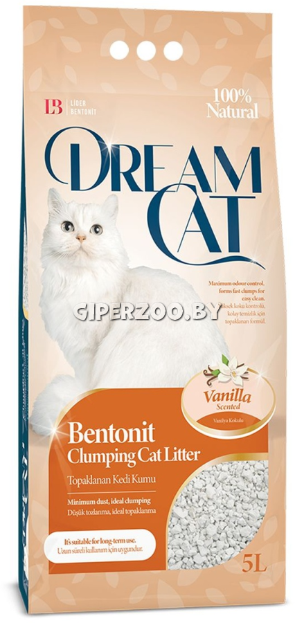 Наполнитель Dream Cat бентонитовый (ваниль), 5 л Наполнитель Dream Cat бентонитовый (ваниль), 5 л