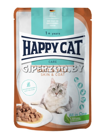 Happy Cat Care Skin & Coat кусочки в соусе, 85 гр Happy Cat Care Skin & Coat кусочки в соусе, 85 гр
