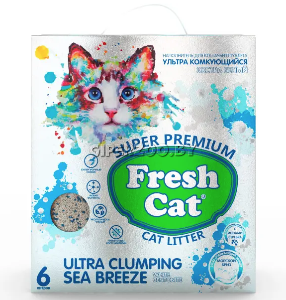 Fresh Cat комкующийся наполнитель Морской бриз, 6л Fresh Cat комкующийся наполнитель Морской бриз, 6л