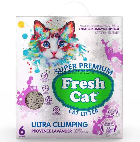 Fresh Cat комкующийся наполнитель Лаванда, 6л Fresh Cat комкующийся наполнитель Лаванда, 6л