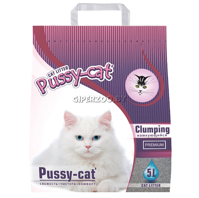 Pussy-cat Premium наполнитель комкующийся с ароматом лаванды, 5л Pussy-cat Premium наполнитель комкующийся с ароматом лаванды, 5л