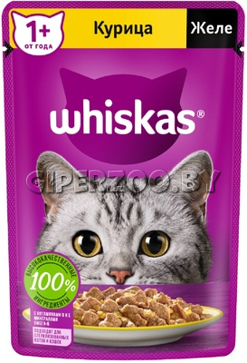 Whiskas с курицей (желе), 75 гр*28шт Whiskas с курицей (желе), 75 гр*28шт