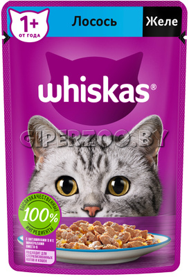 Whiskas с лососем (желе), 75 гр*28шт Whiskas с лососем (желе), 75 гр*28шт