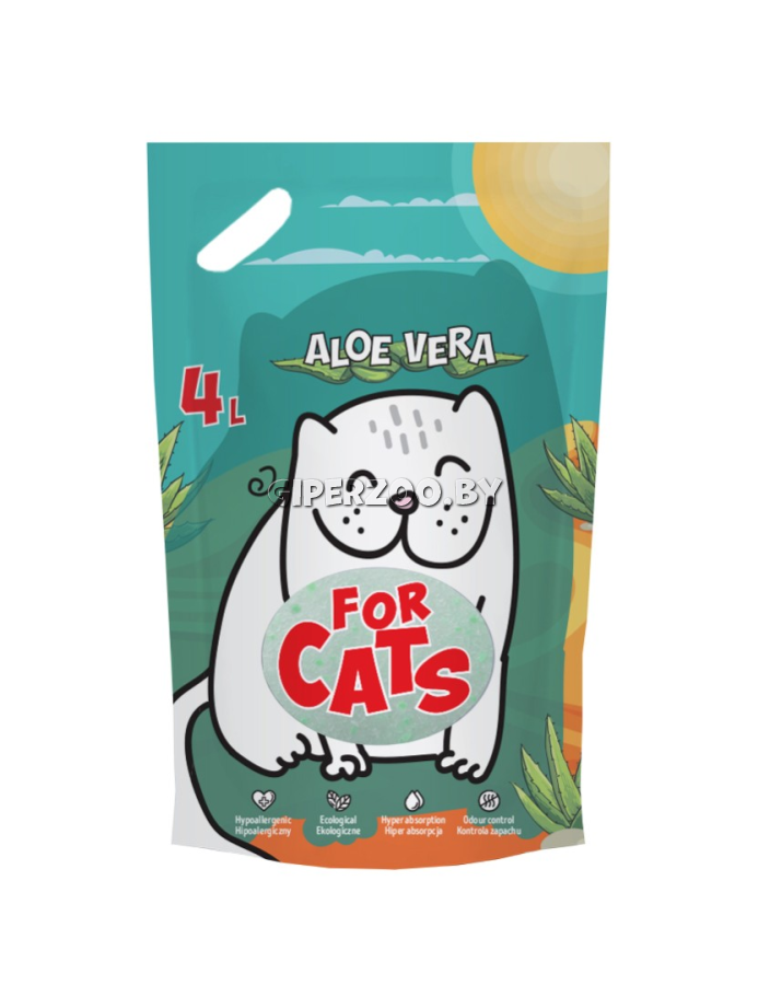 FOR CATS наполнитель силикагелевый с ароматом алое вера, 4 л FOR CATS наполнитель силикагелевый с ароматом алое вера, 4 л