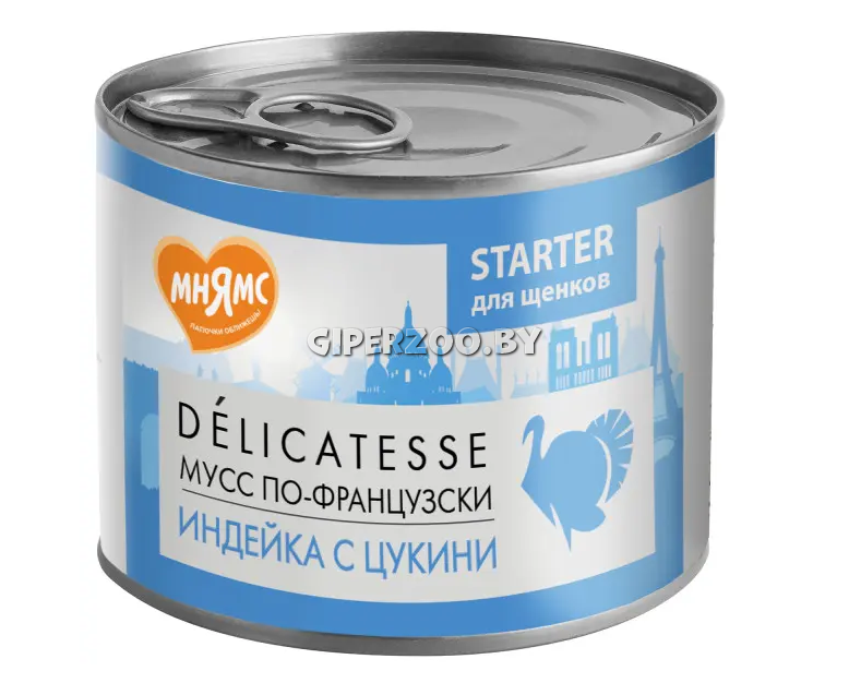 Мнямс Delicatesse паштет для щенков (индейка, цукини), 200 гр Мнямс Delicatesse паштет для щенков (индейка, цукини), 200 гр