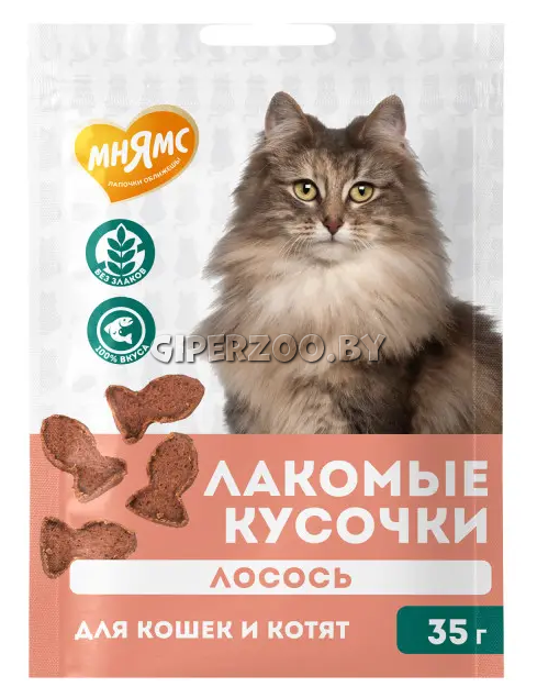 Мнямс Лакомые кусочки (лосось), 35 гр Мнямс Лакомые кусочки (лосось), 35 гр