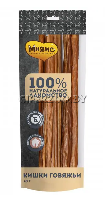 Мнямс лакомство для собак Кишки говяжьи, 40 г Мнямс лакомство для собак Кишки говяжьи, 40 г