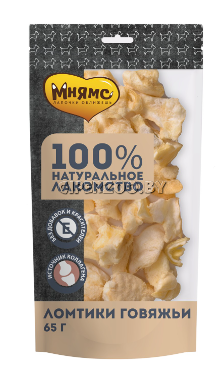 Мнямс лакомство для собак Ломтики говяжьи, 65 г Мнямс лакомство для собак Ломтики говяжьи, 65 г