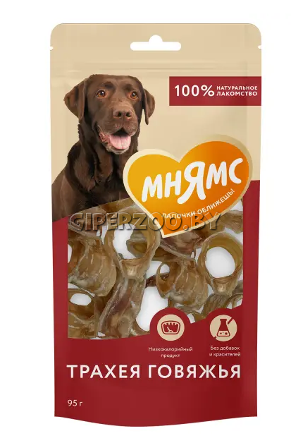 Мнямс лакомство для собак Трахея говяжья, 95 гр Мнямс лакомство для собак Трахея говяжья, 95 гр