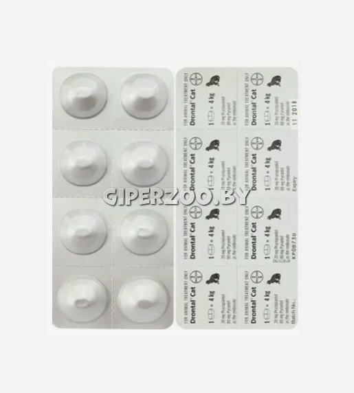 Дронтал д/кошек, эллипсоид  8 табл. (блистер) Дронтал д/кошек, эллипсоид  8 табл. (блистер)