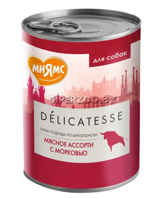 Мнямс Delicatesse паштет (мясное ассорти, морковь), 400 гр Мнямс Delicatesse паштет (мясное ассорти, морковь), 400 гр