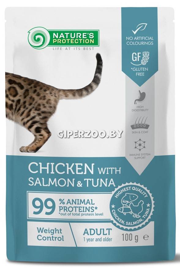 Nature's Protection Weight Control (курица, лосось), 100 гр*12 шт Nature's Protection Weight Control (курица, лосось), 100 гр*12 шт