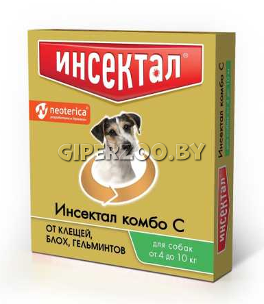 Капли Инсектал Комбо С для собак 4-10 кг от блох и клещей, 1 пипетка Капли Инсектал Комбо С для собак 4-10 кг от блох и клещей, 1 пипетка