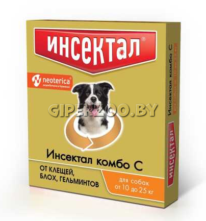 Капли Инсектал Комбо С для собак 10-25 кг от блох и клещей, 1 пипетка Капли Инсектал Комбо С для собак 10-25 кг от блох и клещей, 1 пипетка