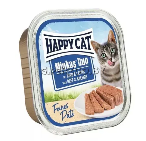 Happy Cat Minkas Duo Паштет (говядина и лосось), 100 гр Happy Cat Minkas Duo Паштет (говядина и лосось), 100 гр