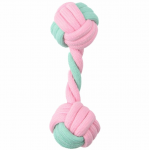 Игрушка Mr.Kranch для собак Гантель из каната 14*5 см розовая с голубым