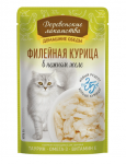 Корм влажный Деревенские лакомства для кошек, Филейная курица в нежном желе, 70 гр