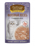 Корм влажный Деревенские лакомства для кошек, Филейный лосось в нежном желе, 70 гр