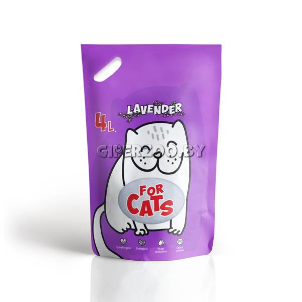FOR CATS наполнитель силикагелевый с ароматом лаванды, 4 л FOR CATS наполнитель силикагелевый с ароматом лаванды, 4 л