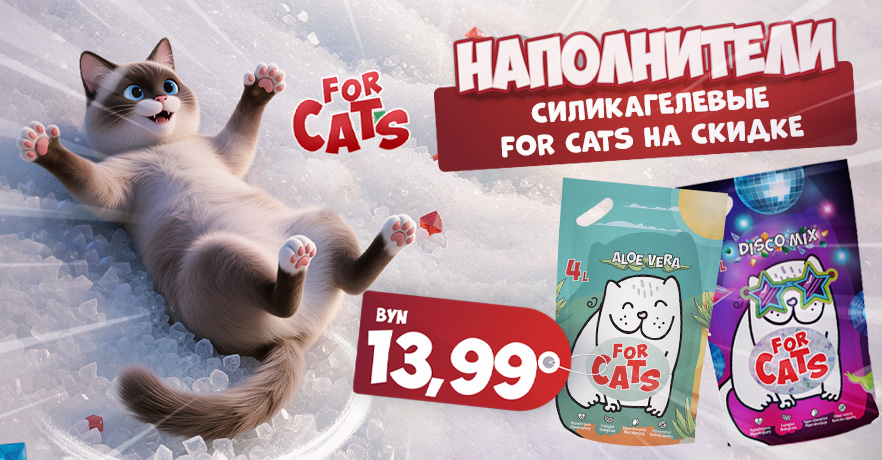 Скидки на наполнители For Сats в ГиперЗОО.  Успейте купить.  Теперь от 13,99 BYN за 4л